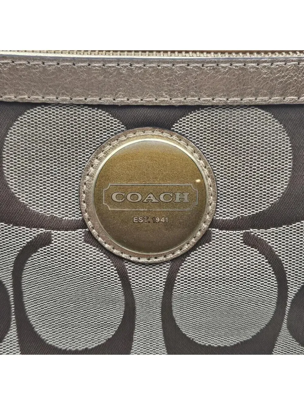 Coach H1060-F16112 Coach Signature Stripe Khaki/Brown Tote Shoulder Handbag